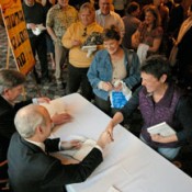 Michael Sandel, signing books